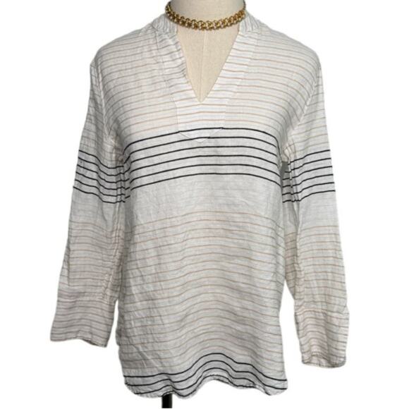 Vineyard Vines Savannah Popover linen metallic stripe tunic top cover-up size XS - Picture 1 of 7
